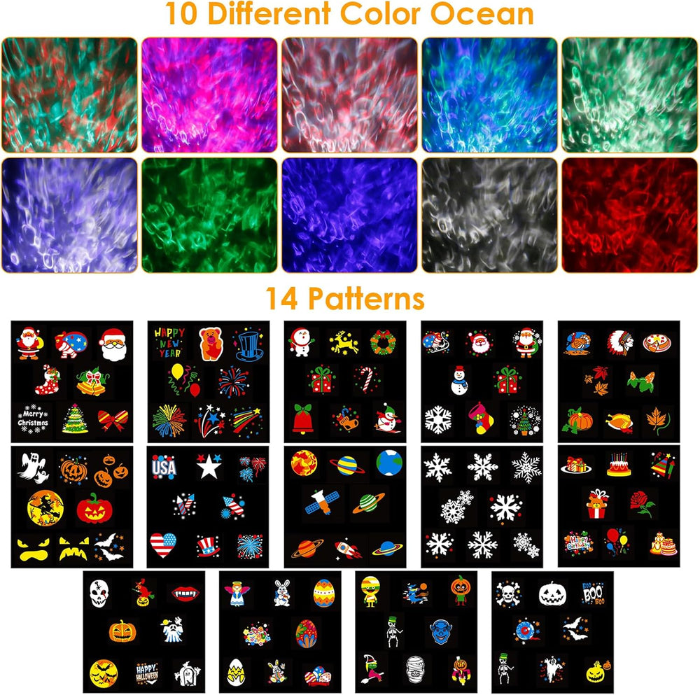 Halloween Christmas Outdoor Projector Lights with 14 HD Replaceable Slides wi...
