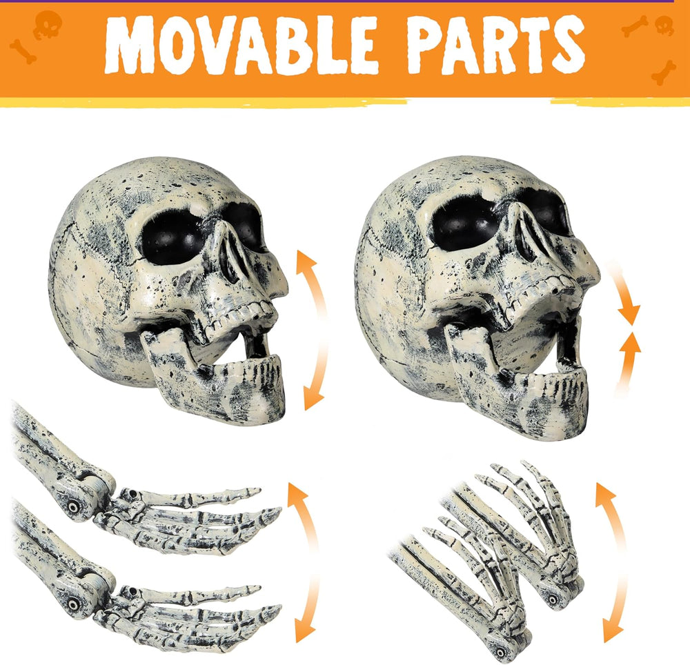JOYIN 5 Pcs Halloween Skeleton Decorations Outdoor, Life Size Skeleton Yard S...