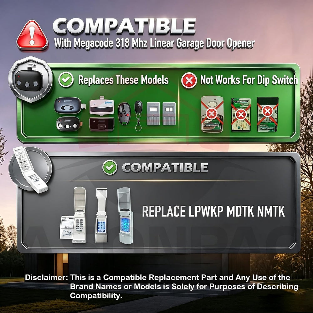 NMTK/LPWKP/MDTK Linear Garage Door Opener Remote Keypad Megacode