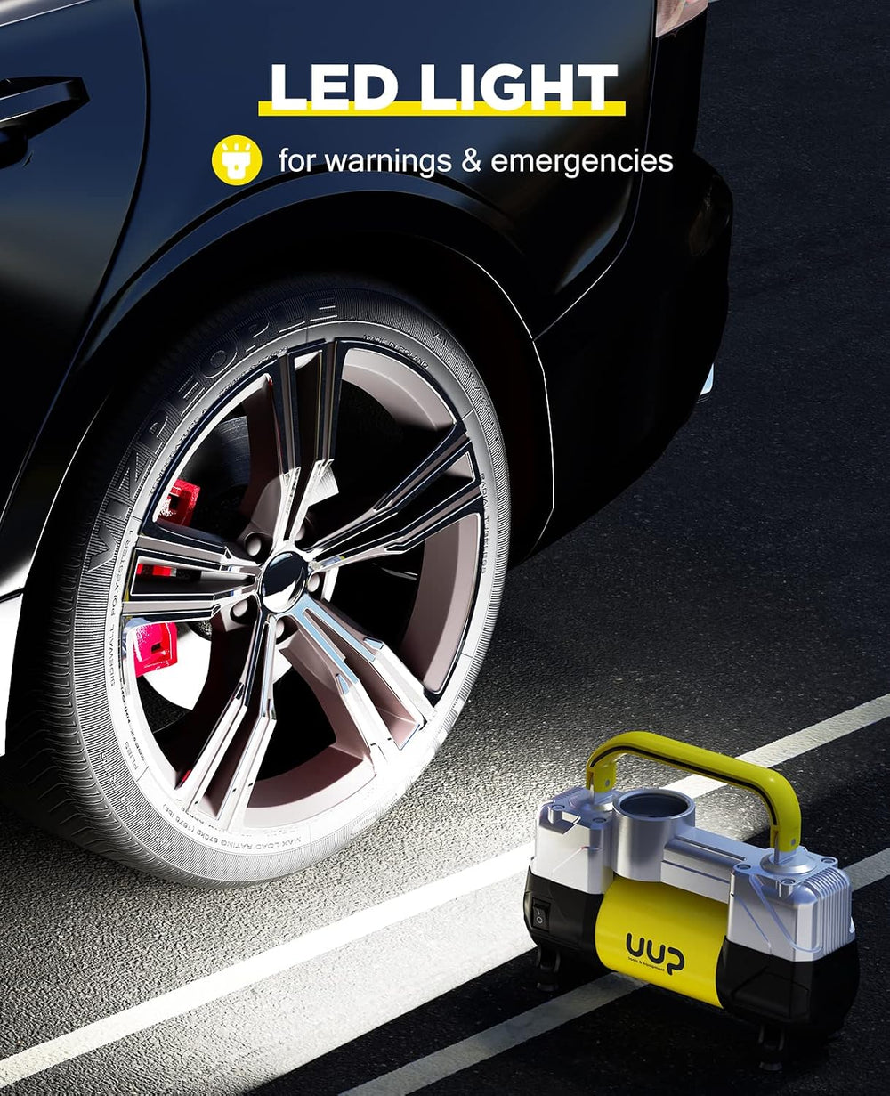 UUP Portable 12V Air Compressor, 150 PSI Tire Inflator with Dual Cylinders