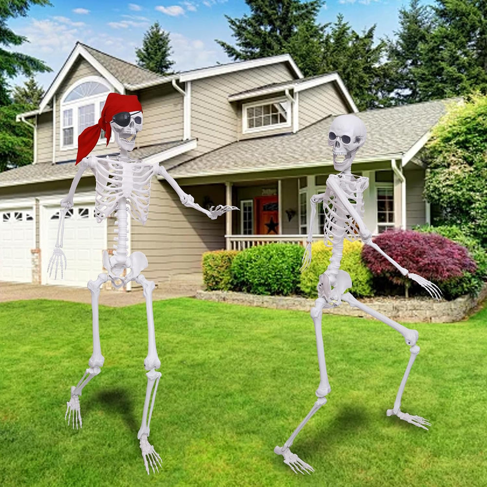 2 Pack 5.4Ft Halloween Skeletons Posable Skeletons Life Size Full Body Bones ...
