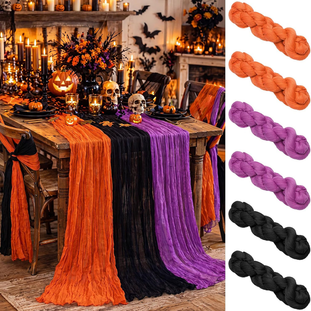 Moukeren 6 Pack Halloween Cheesecloth Table Runner Halloween Party Decor