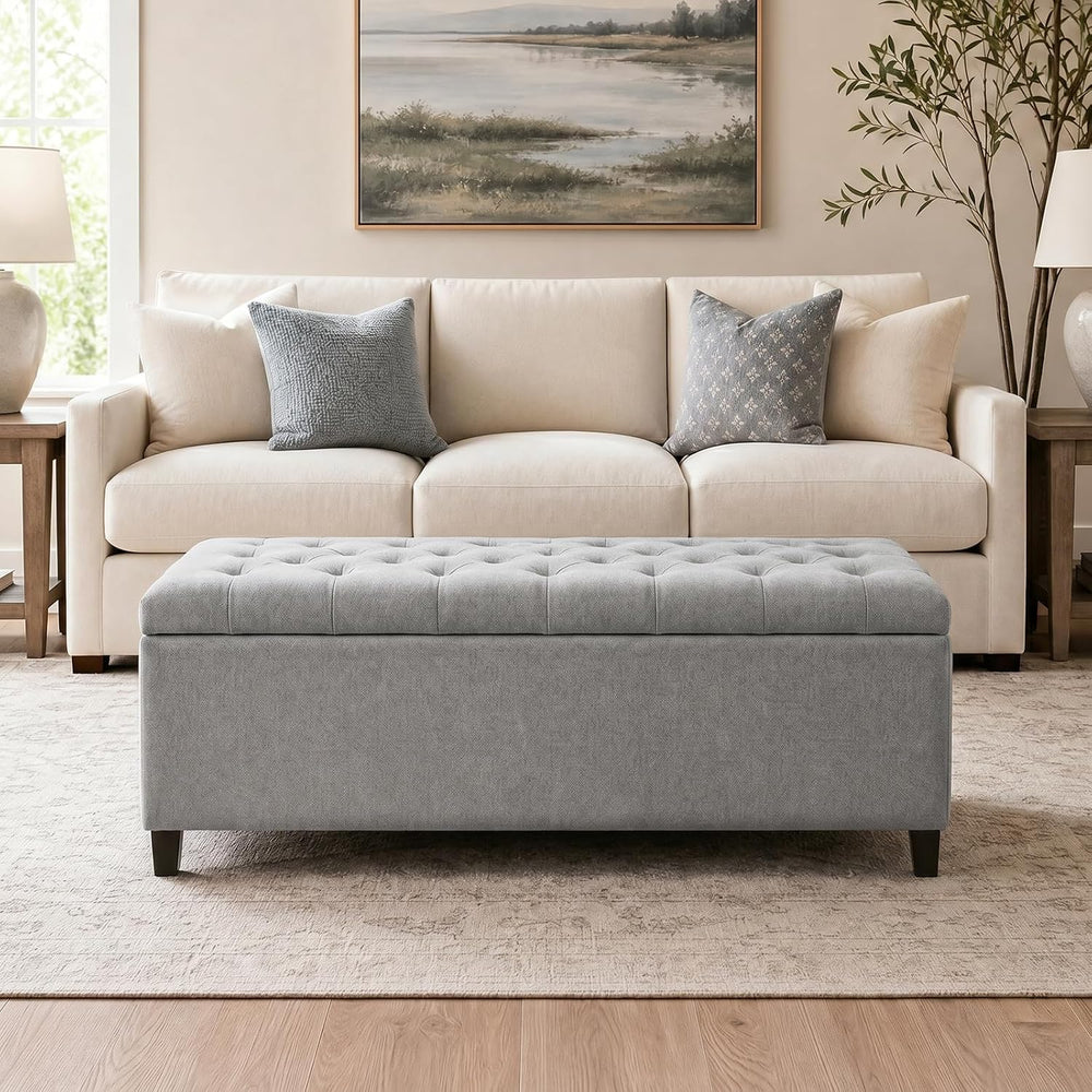 Madison Park 49" Upholstered Storage Bench, Button Tufted End of Bed Ben...