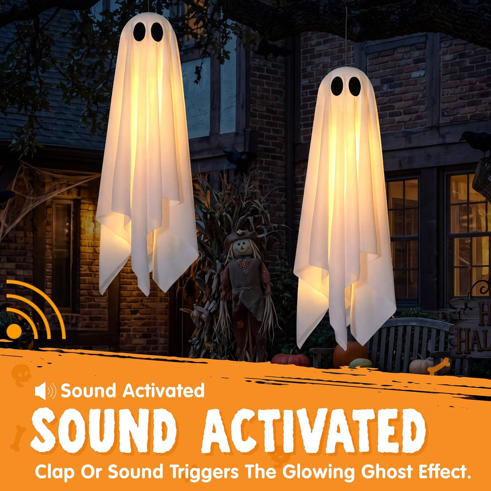 JOYIN 2 Pcs 20" Scary Halloween Decorations Outdoor Hanging Ghost, Light...