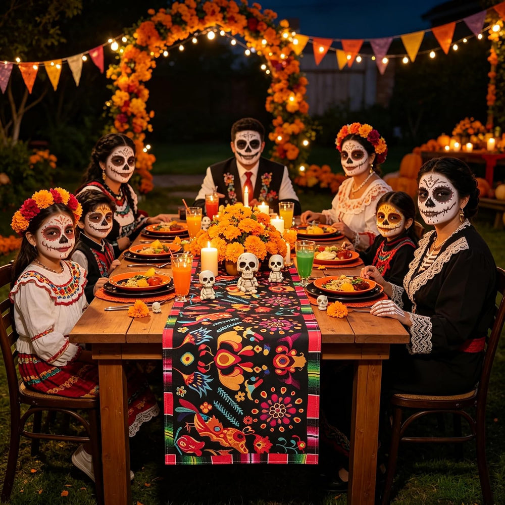 15 Pack Mexican Theme Halloween Table Runners 72×13in Cinco de Mayo Bird Dia ...