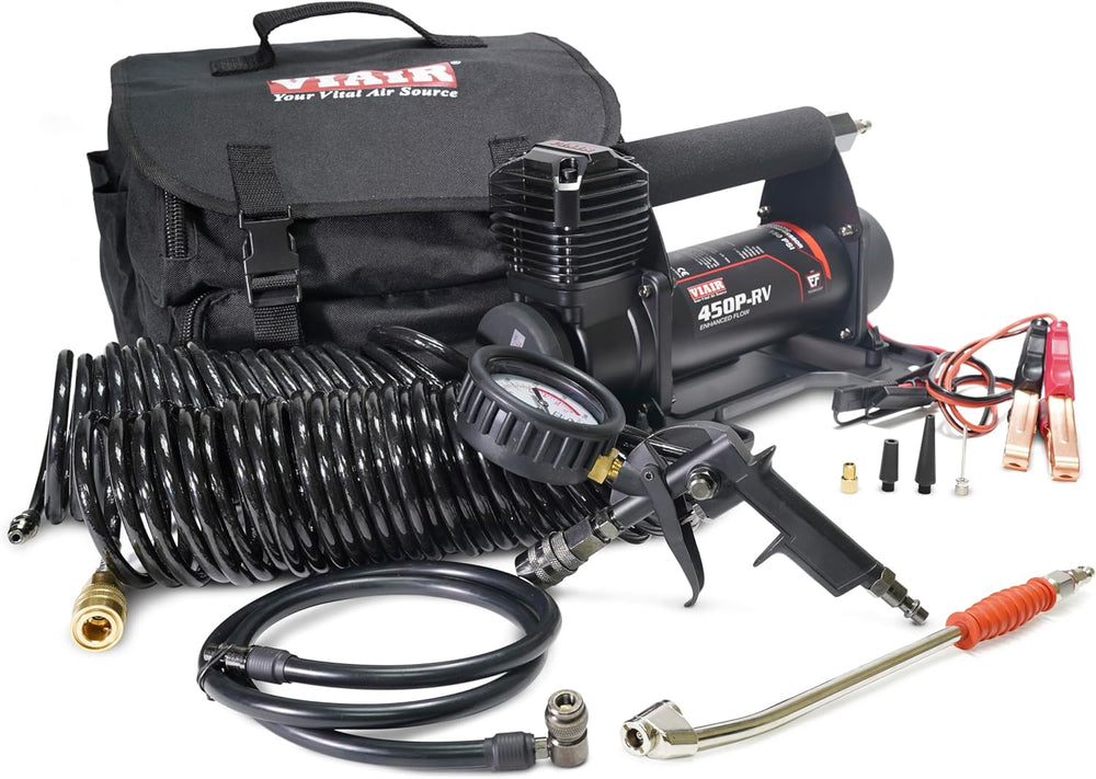 VIAIR 450P-RV EF 12V Tire Inflator, 150 PSI Air Compressor Kit for RVs