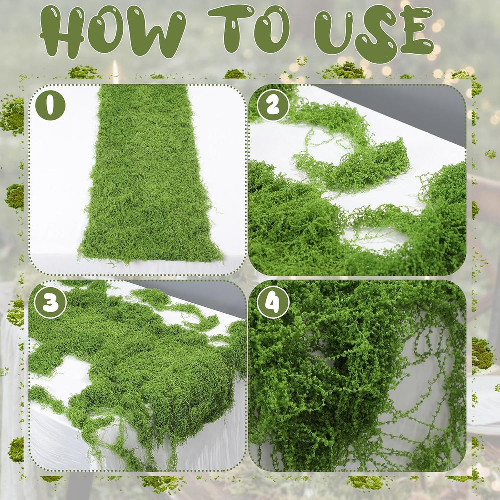 2 Pcs Fake Moss Table Runner Halloween Enchanted Forest Decor