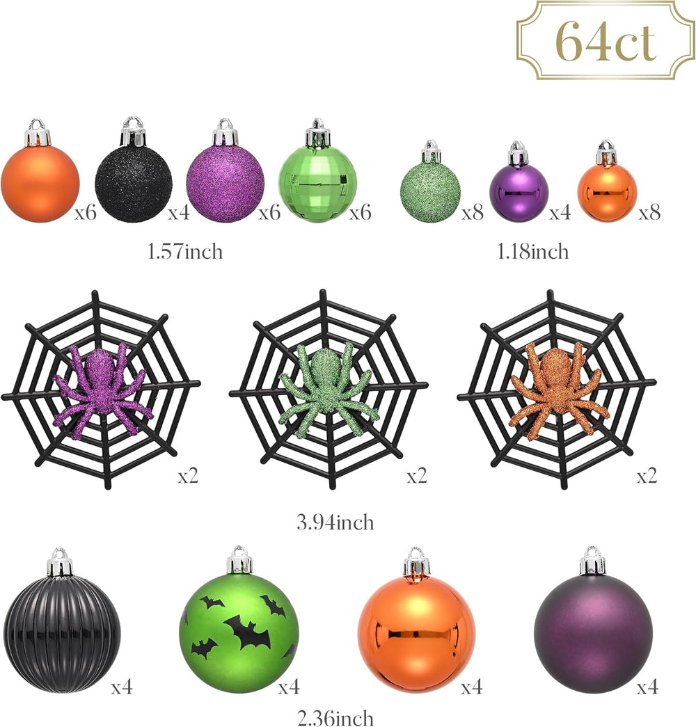 Valery Madelyn 64ct Halloween Ornaments Shatterproof Tree Decoration Indoor