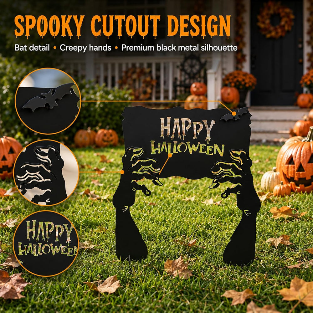 Metal Hand Happy Halloween Garden Stakes,Decorative Scary Yard Stakes
