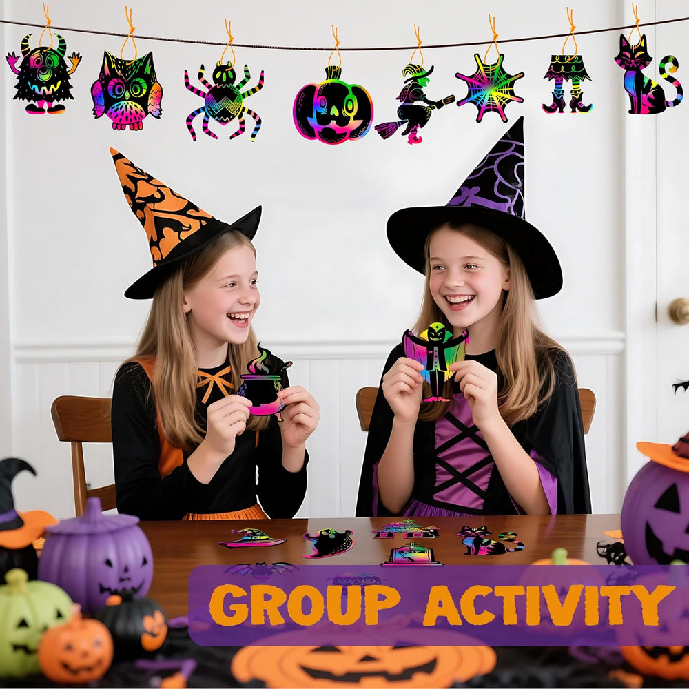 JOYIN 120 Pcs Halloween Rainbow Scratch Art Crafts for Kid, Halloween Party F...
