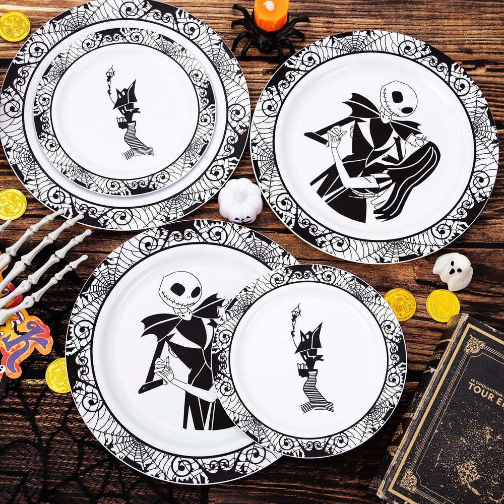 EjonirInjonir 60pcs Sturdy Halloween Plastic Plates For Spooky Party Decor