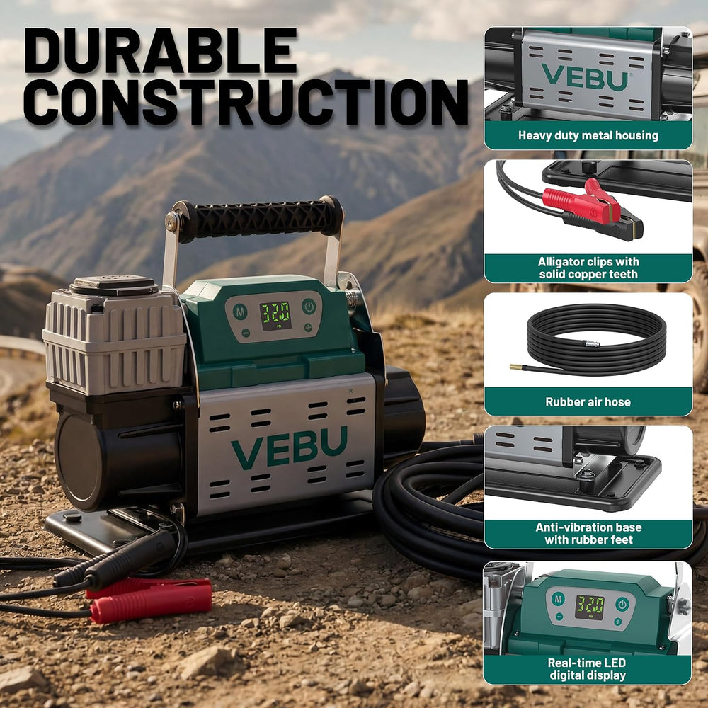 RV Air Compressor 12V Tire Inflator, 150PSI with Auto Shut-off, Digital Disp...