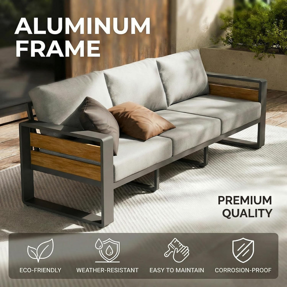ZANDOR Aluminum Outdoor Patio Furniture Set with Table,7 Seat,Dark Gray