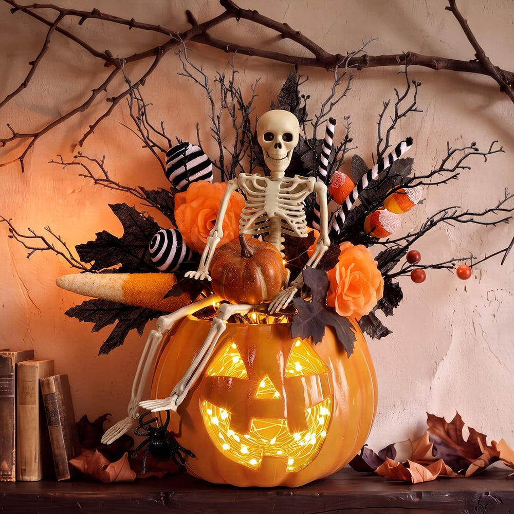 Wiwiqing Halloween Vase Table Centerpiece Decor, Pumpkin, Skull