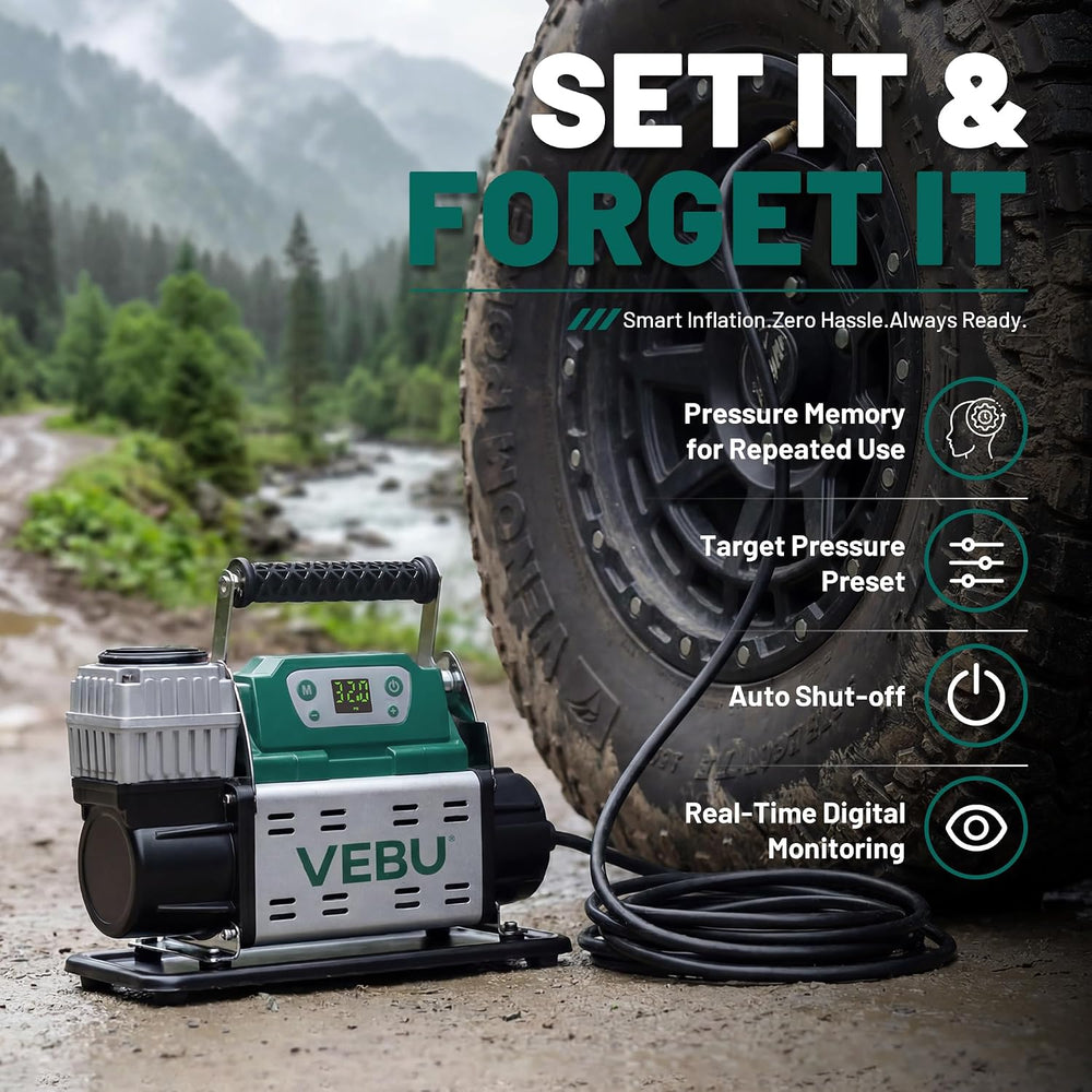 RV Air Compressor 12V Tire Inflator, 150PSI with Auto Shut-off, Digital Disp...