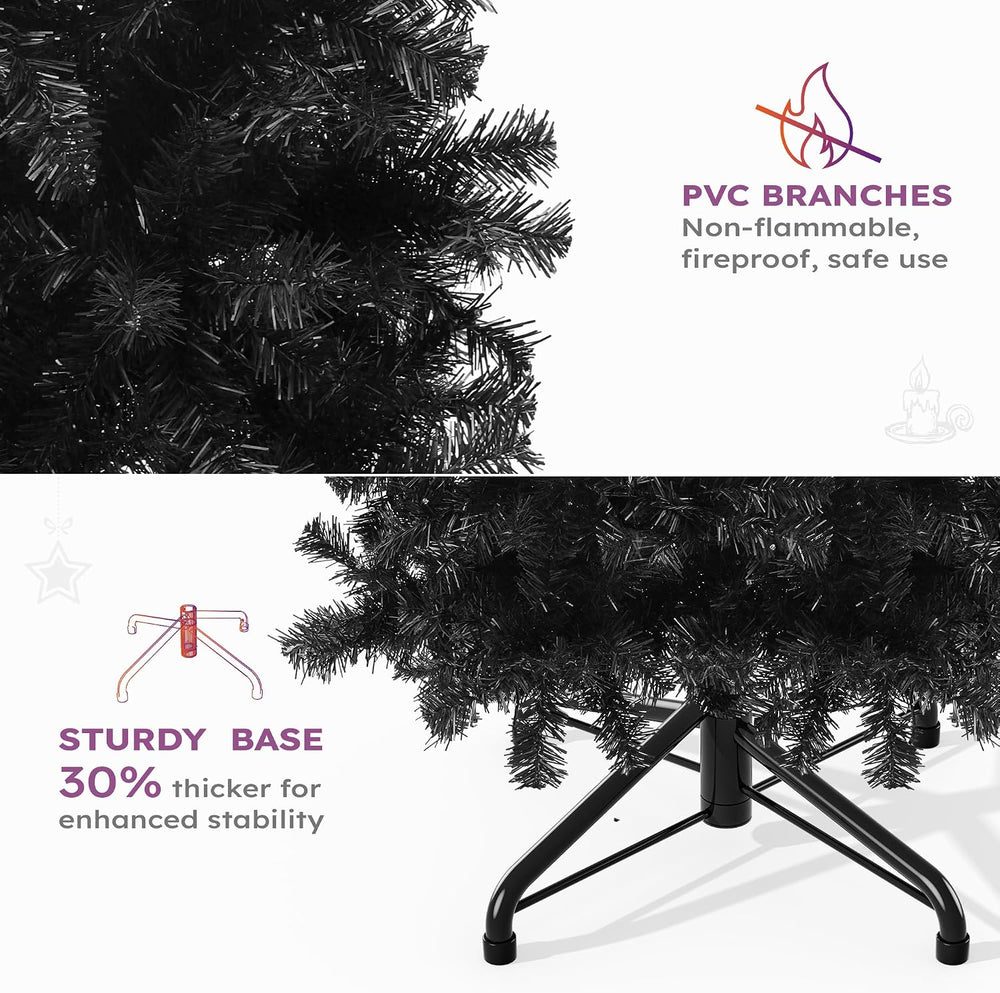 YITAHOME Prelit Black Halloween Christmas Tree 6ft with Remote