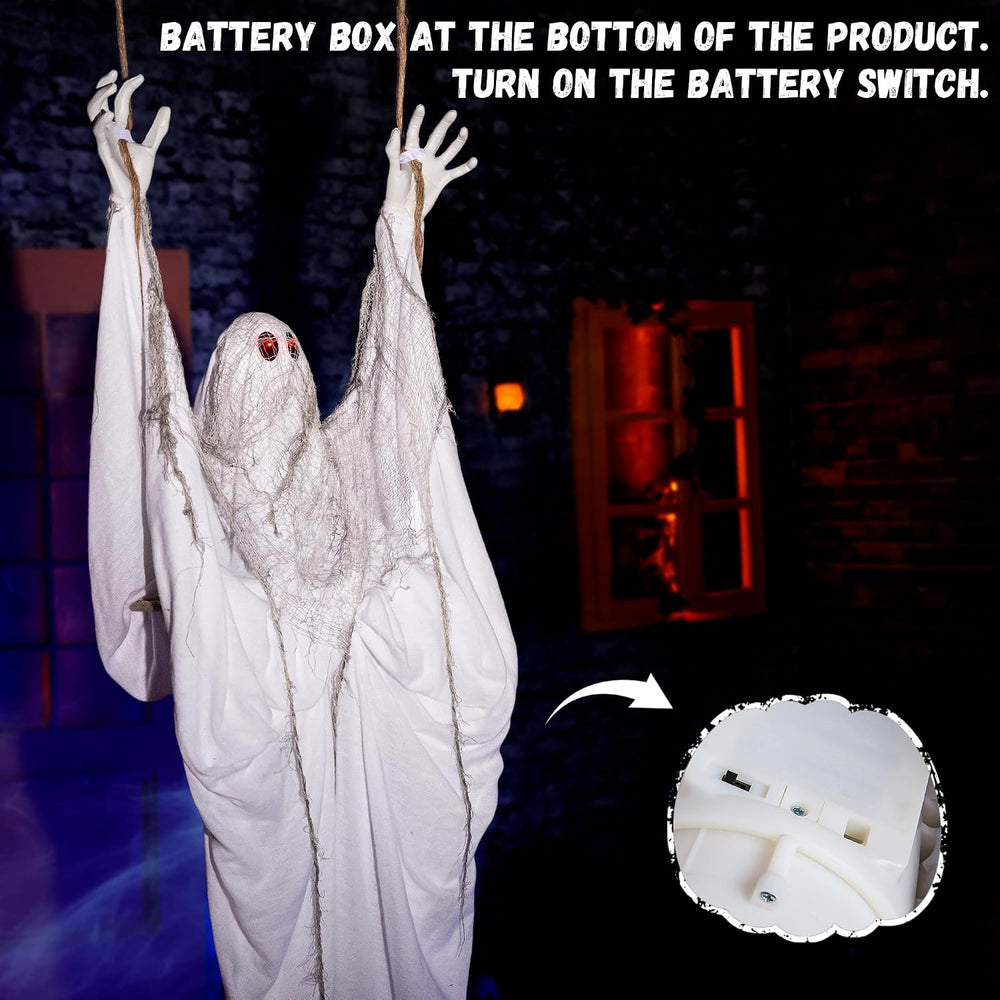 Halloween Animatronics 5ft Hanging Swing Ghost, Animated Floating Decorations...