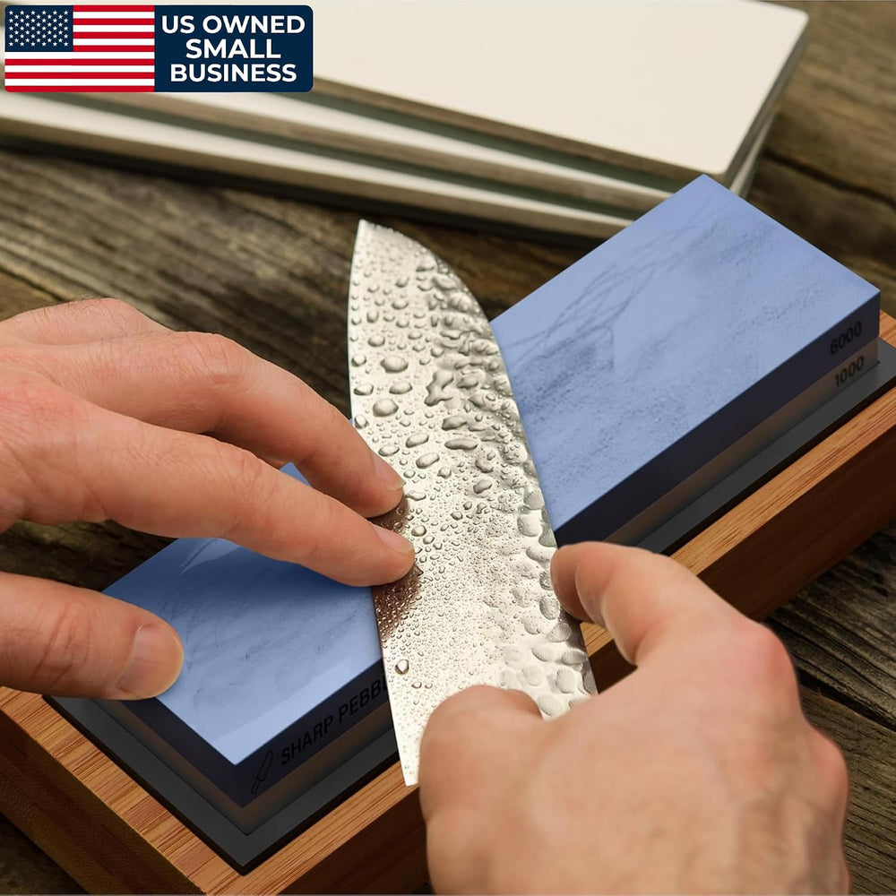 Sharp Pebble Whetstone Knife Sharpener – 1000/6000 Grit Sharpening Stone