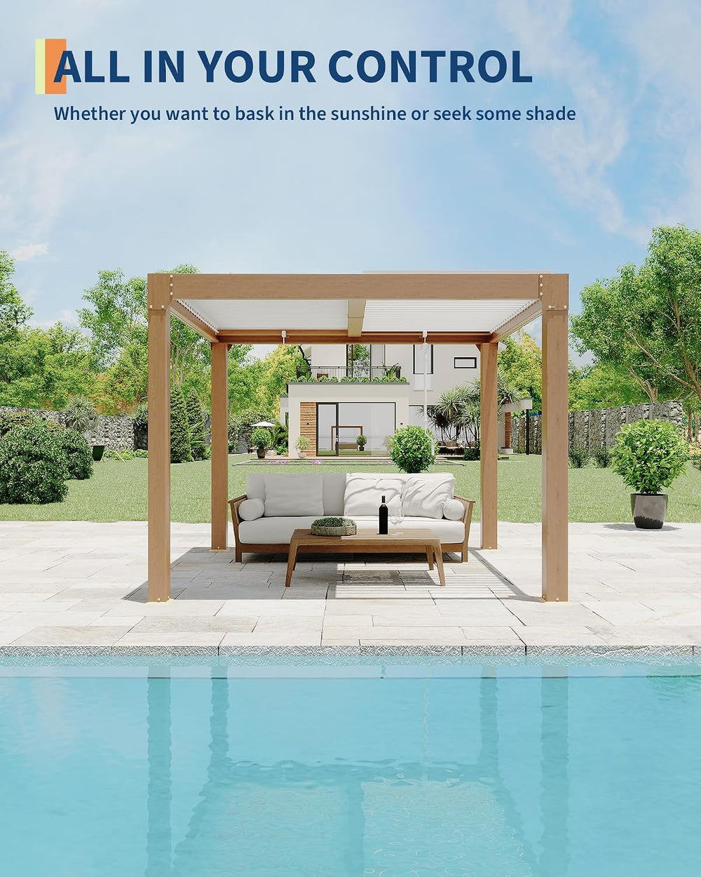GarveeLife Louvered Pergola 10 ft x10', Outdoor Pergola with Adjustable L...