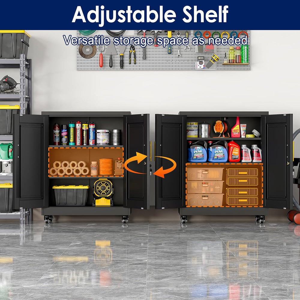 erosoei 35" H Metal Garage Storage Cabinet, Rolling Tool Cabinet with 2 ...