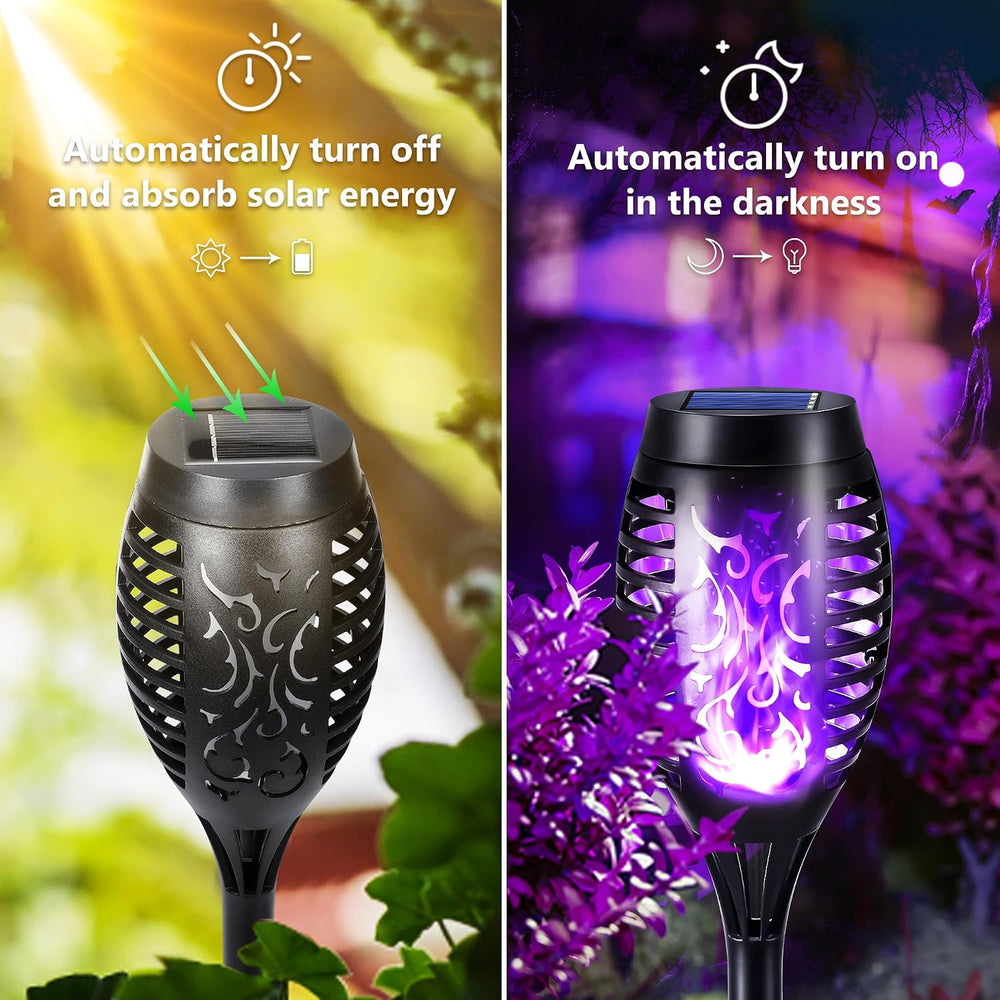 Toodour Solar Torch Flame Lights, 12 Pack Solar Halloween Lights Outdoor