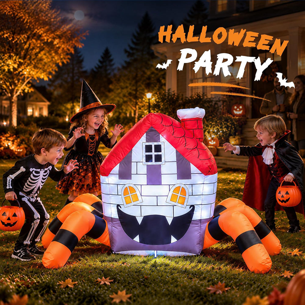 5FT Inflatable Halloween Decoration Outdoor, Blow Up Spider Yard LEDs Decor