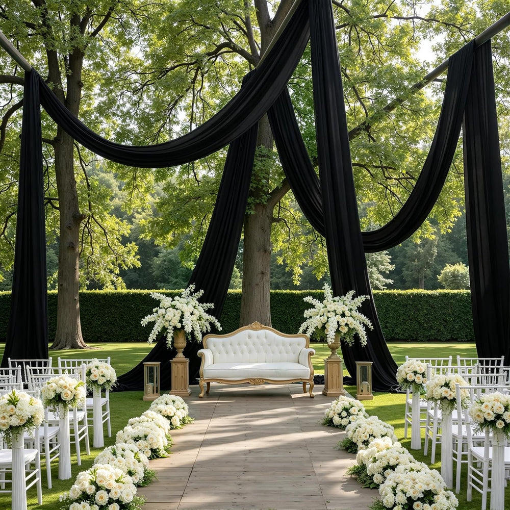 2 Panels 5ft(W) x 20ft(L) Black Ceiling Drapes for Halloween Parties