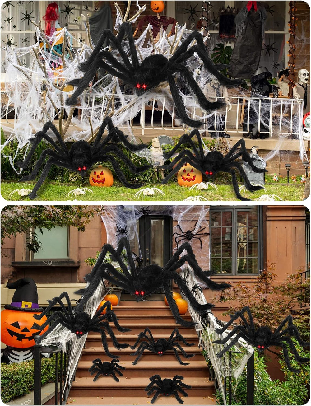 Acina 6 Pcs Halloween Giant Spider Decorations for Indoor and Outdoor