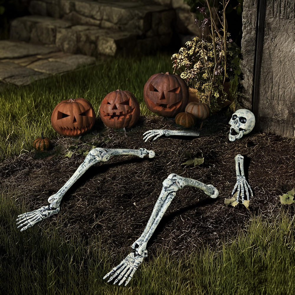 JOYIN 5 Pcs Halloween Skeleton Decorations Outdoor, Life Size Skeleton Yard S...