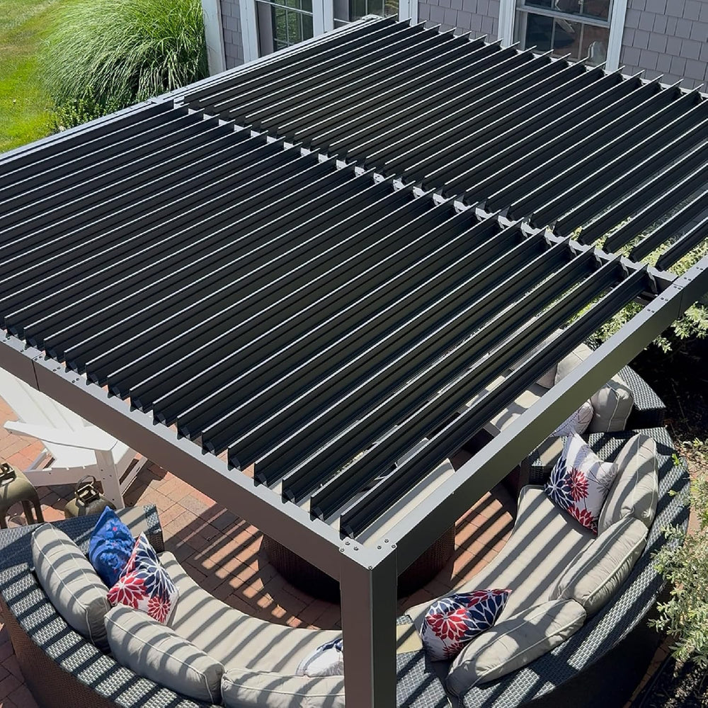 PURPLE LEAF Louvered Pergola 10' x 12' Outdoor Pergola w/Drainage System