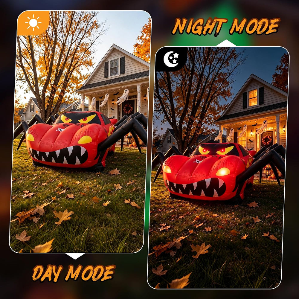20FT Red Spider Car Halloween Inflatables Outdoor Decorations Built-in LEDs