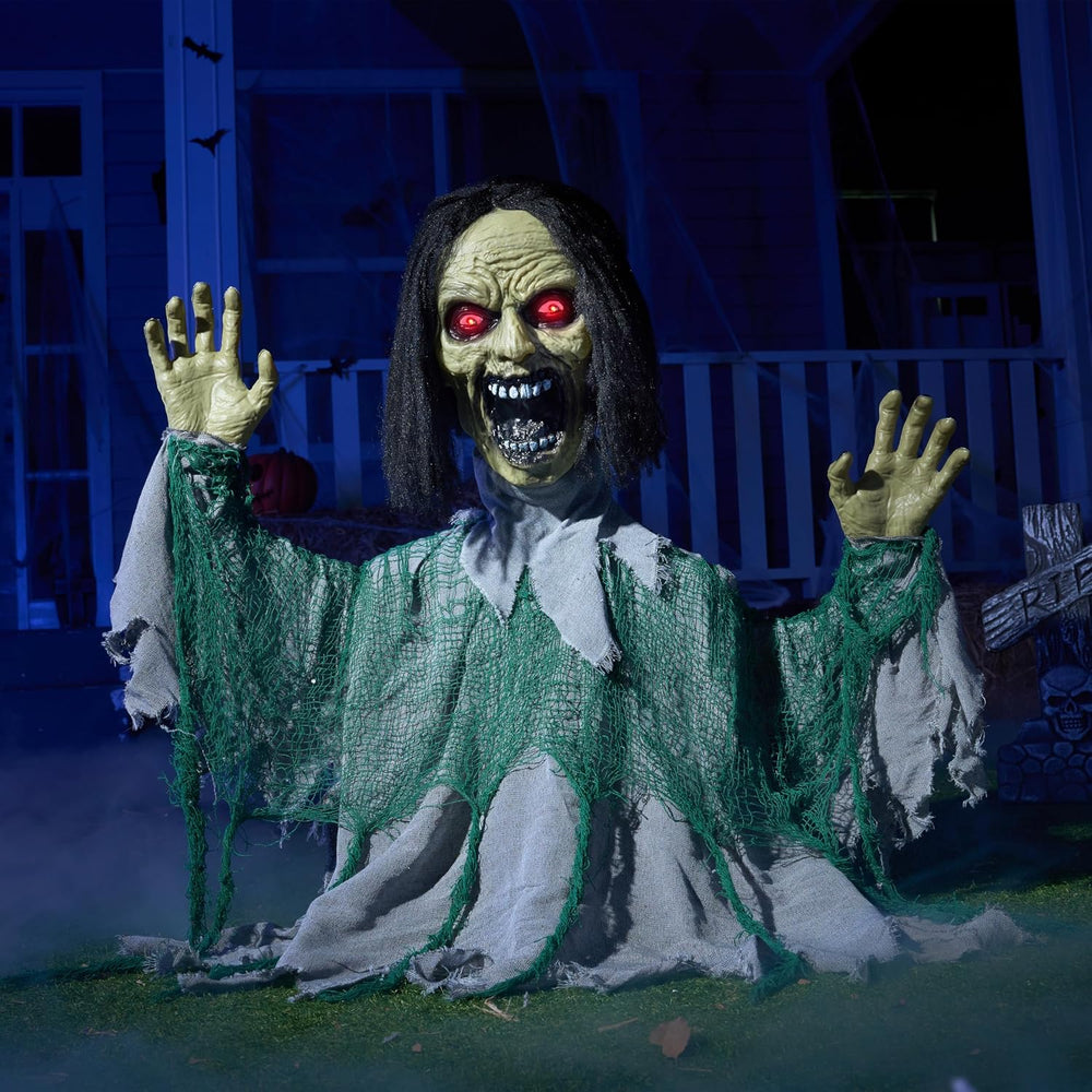 JOYIN Halloween Outdoor Animatronic Groundbreaker Decorations, Half-Body Zomb...