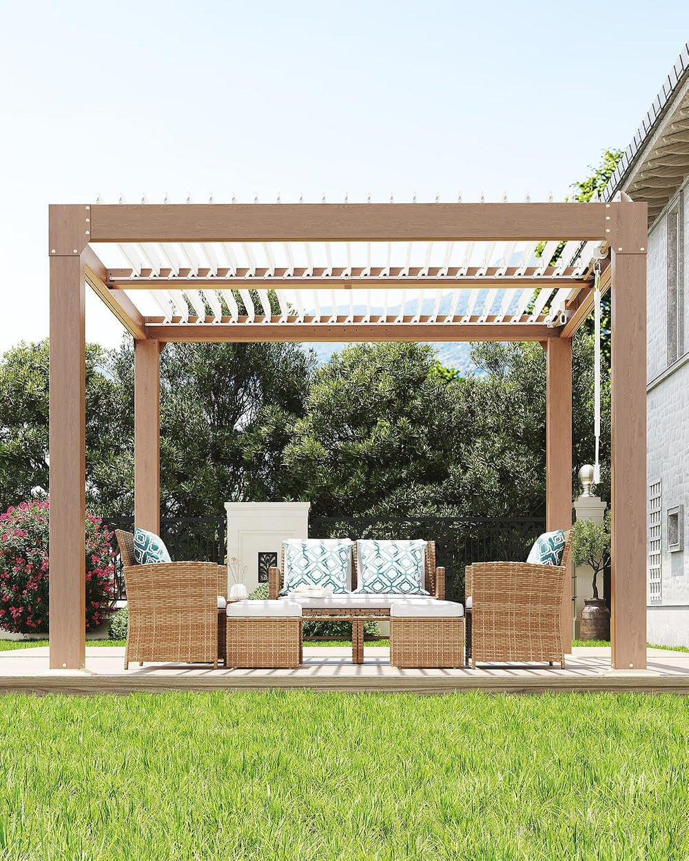 GarveeLife Louvered Pergola 10 ft x10', Outdoor Pergola with Adjustable L...