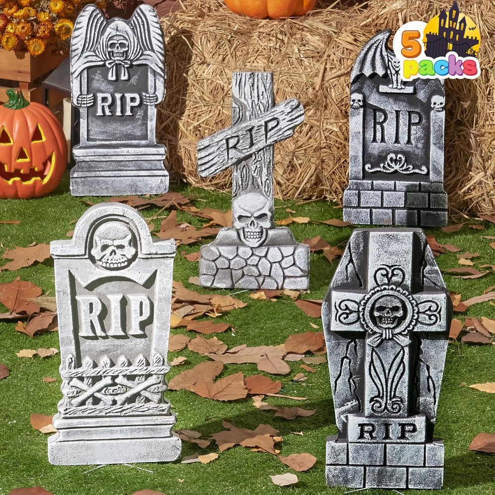 JOYIN 17” Halloween Foam RIP Graveyard Tombstones (5 Pack), Halloween Tombsto...