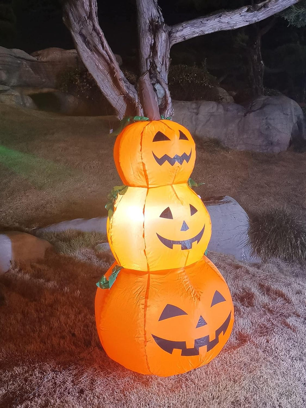 4FT Halloween Inflatable Pumpkins Decor Blow up Pumpkin Stacked Halloween Dec...