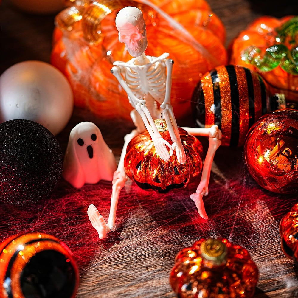 12 Pack Halloween Tree Ornaments, Small Glass Halloween Ornament for Indoor