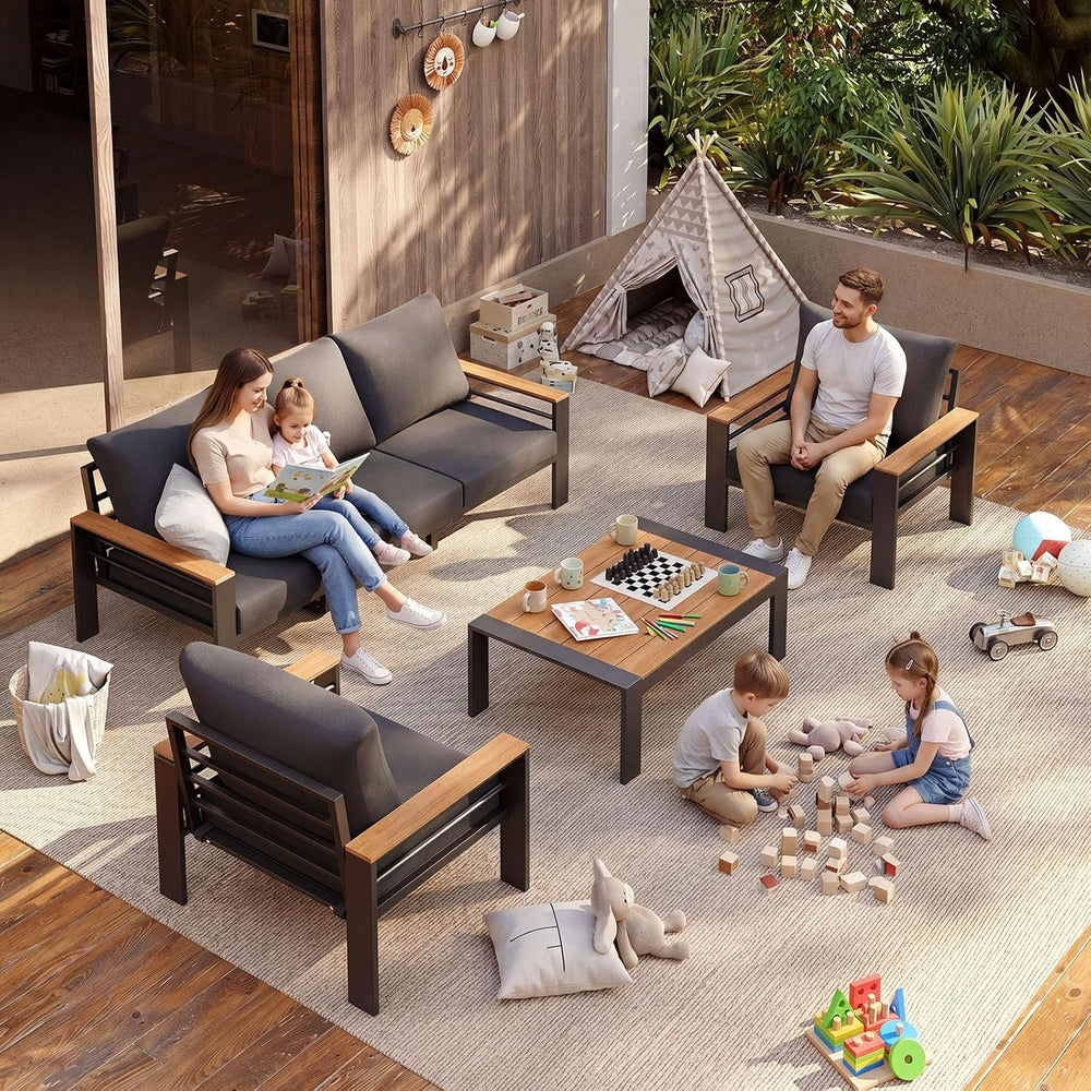 Aoxun Patio Furniture Set, Aluminum Outdoor Furniture with Oversized Seats
