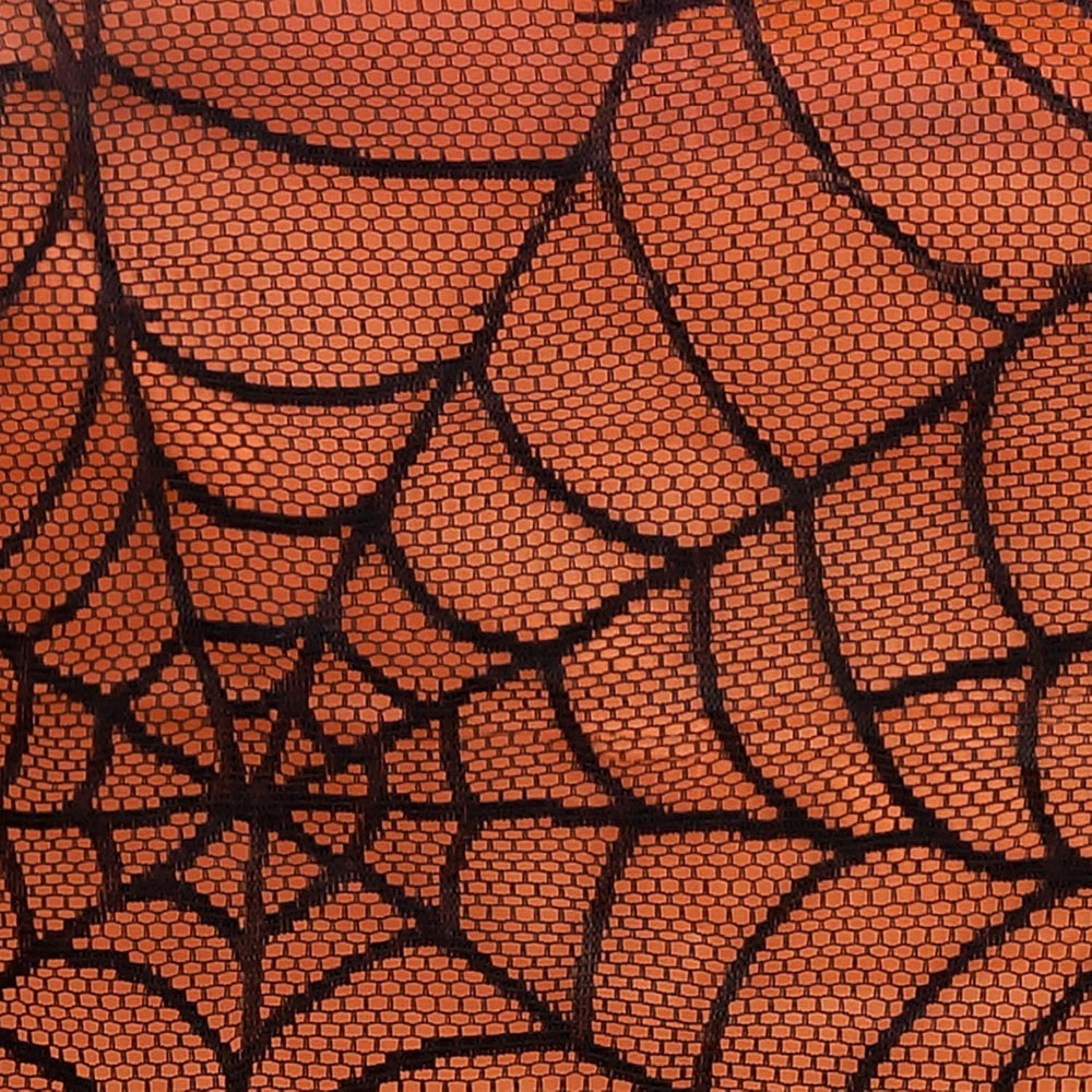 Crawling Web Lace Halloween Tablecloth with Orange Liner, Black - 52" W ...