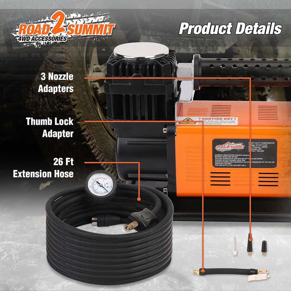 Heavy Duty Portable 12V Air Compressor Kit Inflate 6.35CFM (180L/ Min), Max 1...