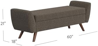 HomePop 60" Modern Storage Bench with Wood Legs - Dark Brown Boucle