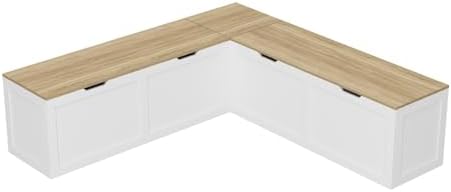 L Shaped Breakfast Nook Bench with Hidden Storage, 63 Inch Corner Dining Bench for Small Kitchen, Breakfast Nook for Dining Room, Entryway, Oak 63”L x 63”W x 17.7”H