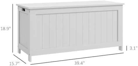 HOMCOM Storage Bench Cut-Out Handles 39.4" x 15.7" x 18.9" White