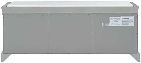 Knocbel 42.5" Storage Bench with Removable Cushion, 2 Drawers and 2 Cabinets, Entryway Hallway Foyer Shoe Bench Bedroom End of Bed Bench (Gray Wash)