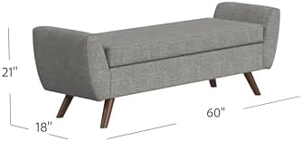 HomePop 60" Modern Storage Bench with Wood Legs - Gray Woven
