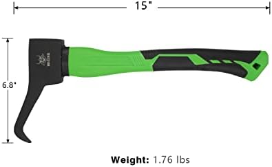 Pickaroon, Hookaroon Forged Steel, with Anti-Slip & Shock Reduction Grip, for Log Lifting and Moving Wood Firewood Tool