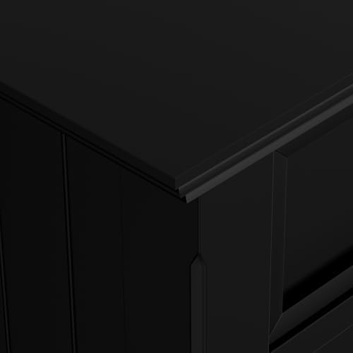 SIMPLIHOME Acadian 2-Seater Storage Bench and Cabinet Set in Black