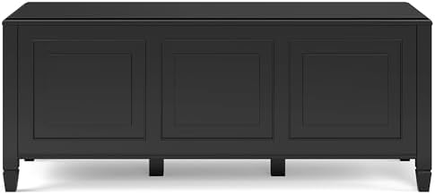 SIMPLIHOME Connaught 51" Wide Solid Wood Trunk Bench in Black
