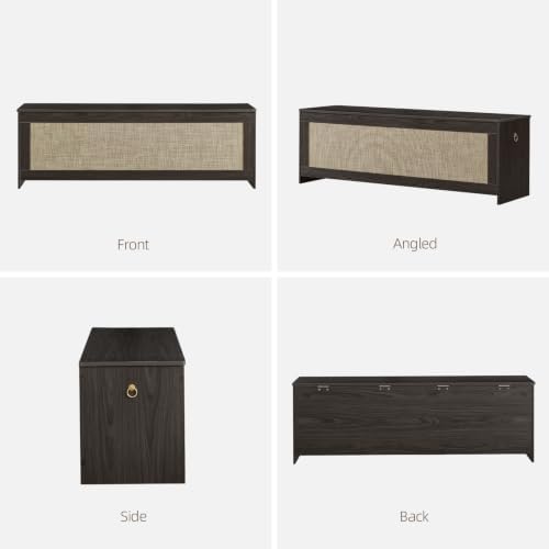 55.1"Storage Chest extra large,Rattan storage bench(Obsidian Black)