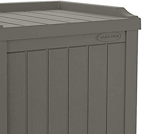 Suncast 22 Gallon Indoor or Outdoor Backyard Patio Small Storage Deck Box with Attractive Bench Seat and Reinforced Lid, Stone (4 Pack)