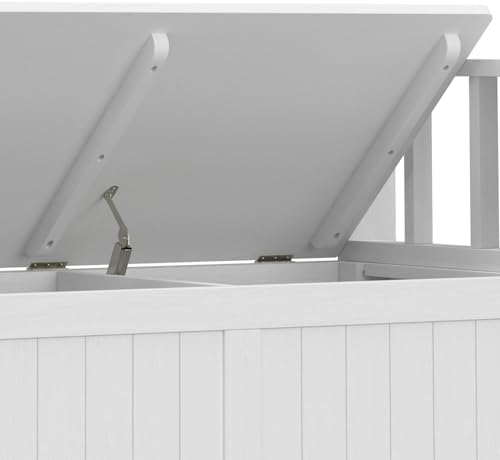 SIMPLIHOME Acadian Storage Bench and Cabinet Set in White